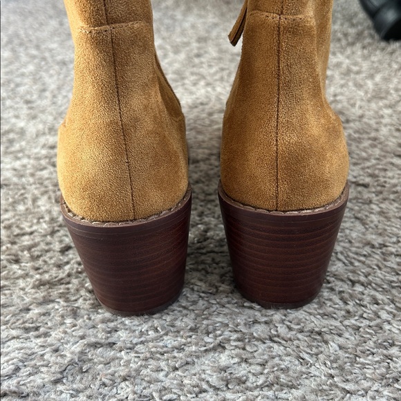 J. Crew Mustard Suede Block Heel Ankle Boots - Picture 3 of 5